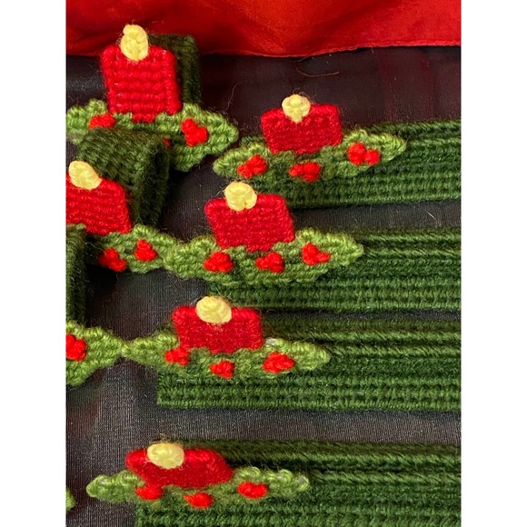 Vintage, Handmade, 12 piece 4 place setting Hostess Needlepoint plastic canvas. - Picture 6 of 10